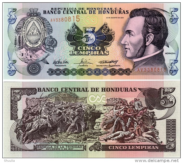 Honduras 5 Lempiras 2004 Pick85d UNC - Honduras