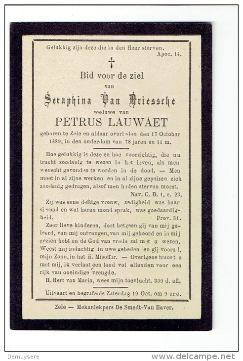 390 ( 2 Scans )   SERAPHINA Van Driessche  Geb Zele En Er Overleden 1889 - Imágenes Religiosas