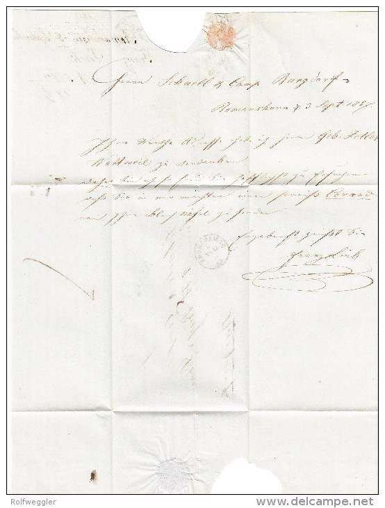 Heimat TG Romanshorn 3.9.1857 Fingerhutstempel Brief Nach Burgdorf Vermerk " N:Abg." - Lettres & Documents