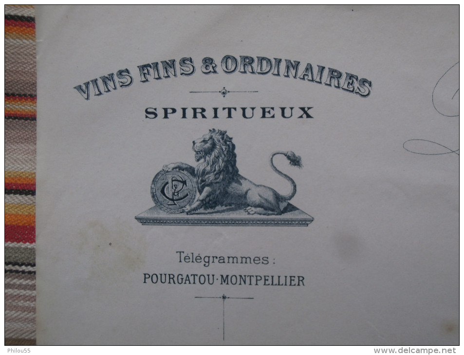 34 MONTPELLIER Pourgatou  VINS FINS & ORDINAIRES SPIRITUEUX  1892 - 1800 – 1899