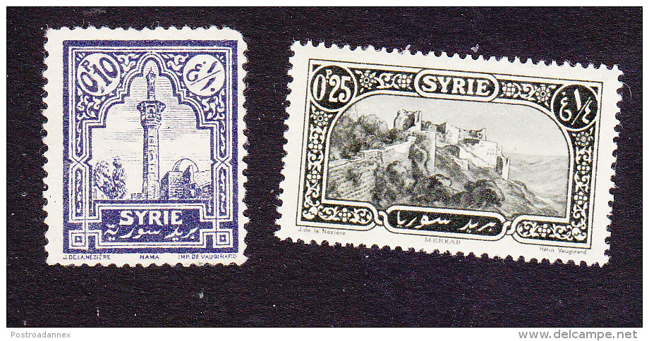 French Mandate, Scott #173-174, Mint No Gum/Hinged, Ancient Ruins, Issued 1925 - Neufs