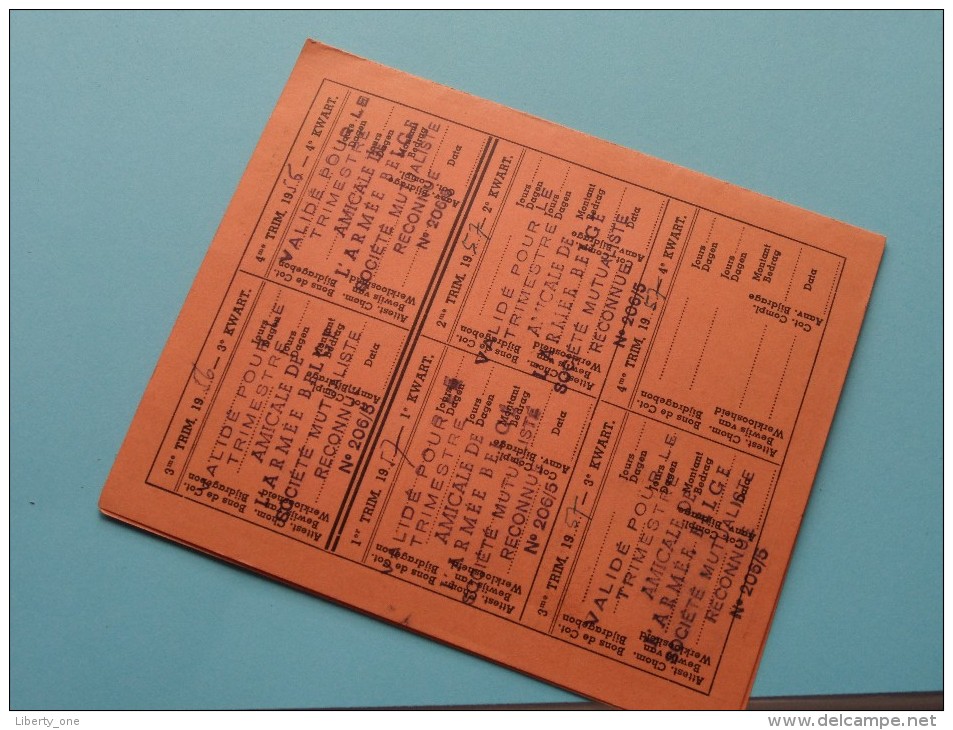 AMICALE De L´Armée Belge / Anno 1956/57 ( Boon Denis / Zie Foto´s Voor Details) ! - Documents