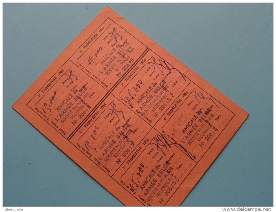 AMICALE De L´Armée Belge / Anno 1952/53/54 ( Boon Denis / Zie Foto´s Voor Details) ! - Documents