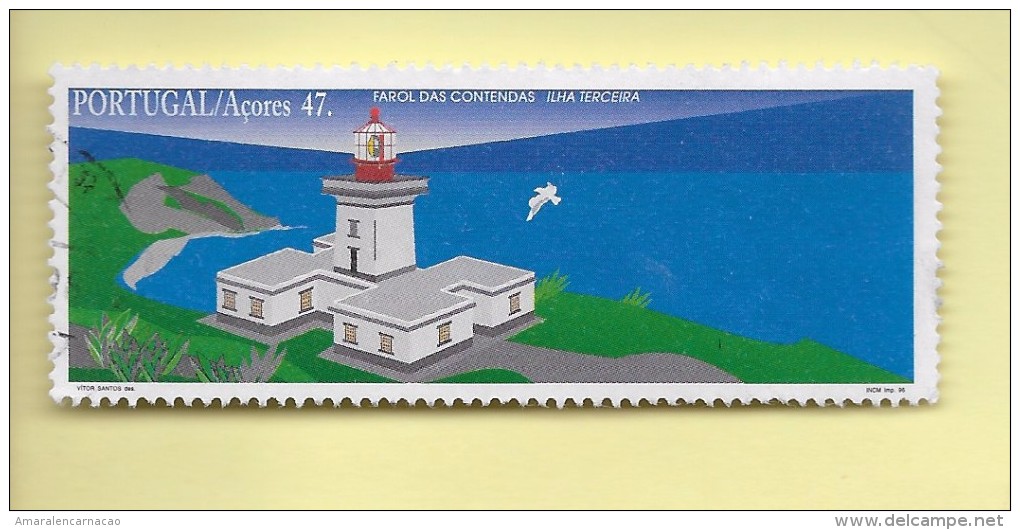 TIMBRES - STAMPS - PORTUGAL - 1996 - PHARES DES AÇORES - PHARE DES CONTENDAS - ÎLE TERCEIRA - TIMBRE OBLITÉRÉ - Gebraucht