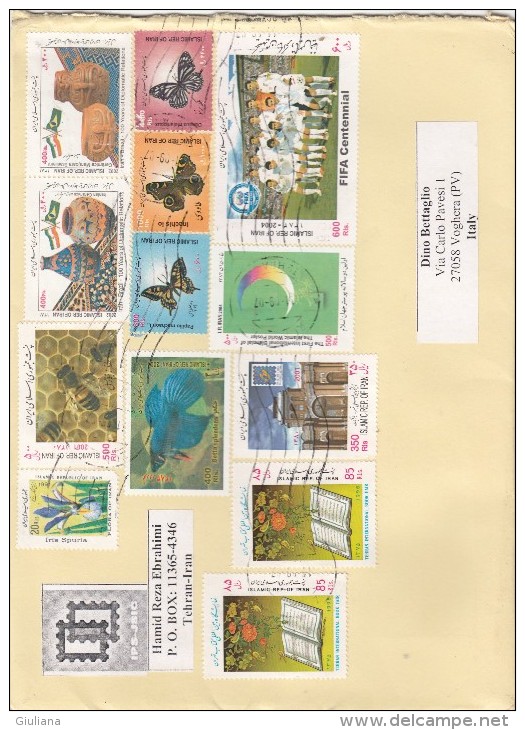 Iran  2007 - Lettera. X L´Italia Affrancata Con 13 Stamps + Foglietto - Iran