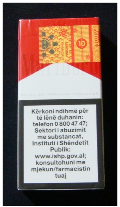 ALBANIA MARLBORO 10 SMALL RED SEALED UNOPENED HARD PACK, USA CIGARETTES ALBANIA EDITION WITH FISCAL REVENUE STAMP. - Other & Unclassified