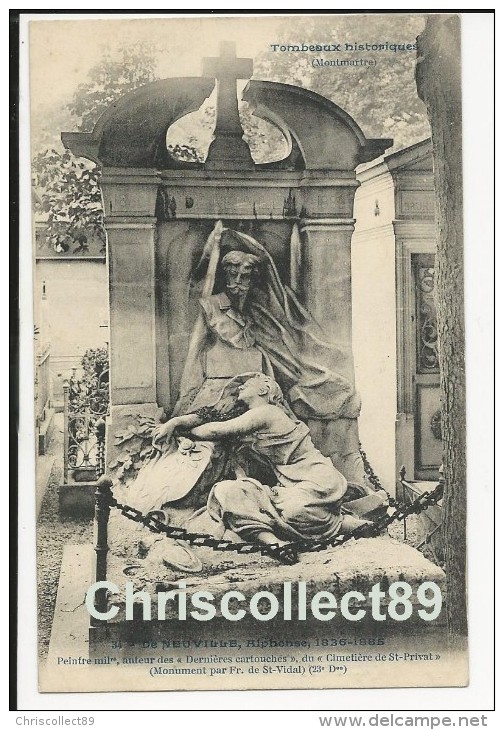 Carte Postale : - Tombeaux   Historique  ( Montmartre) : De Neuville Alfonse : 1836/1886 - Otros Monumentos