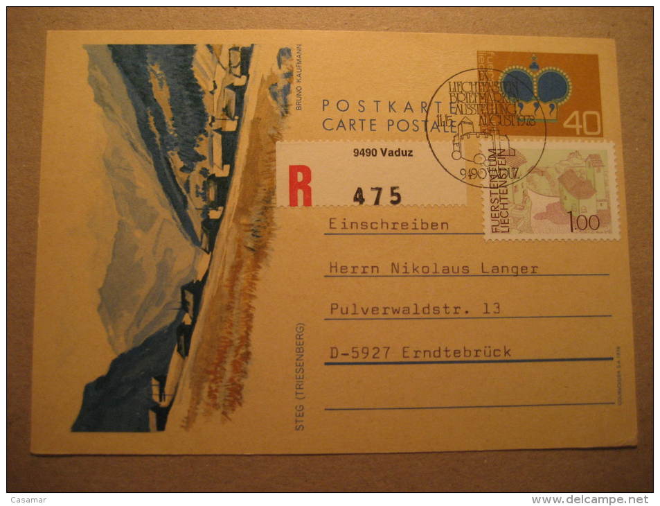 Vaduz 1978 To Erndtebruck Registered Steg Triesenberg Postal Stationery Card Liechtenstein - Stamped Stationery