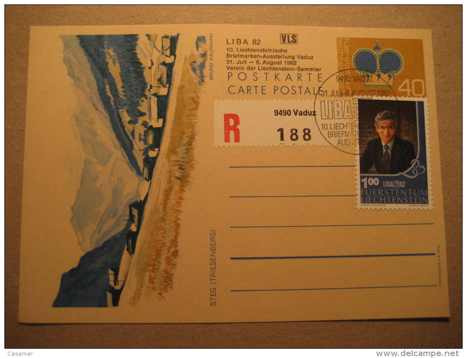 Vaduz 1982 Registered Steg Triesenberg Postal Stationery Card Liechtenstein - Entiers Postaux