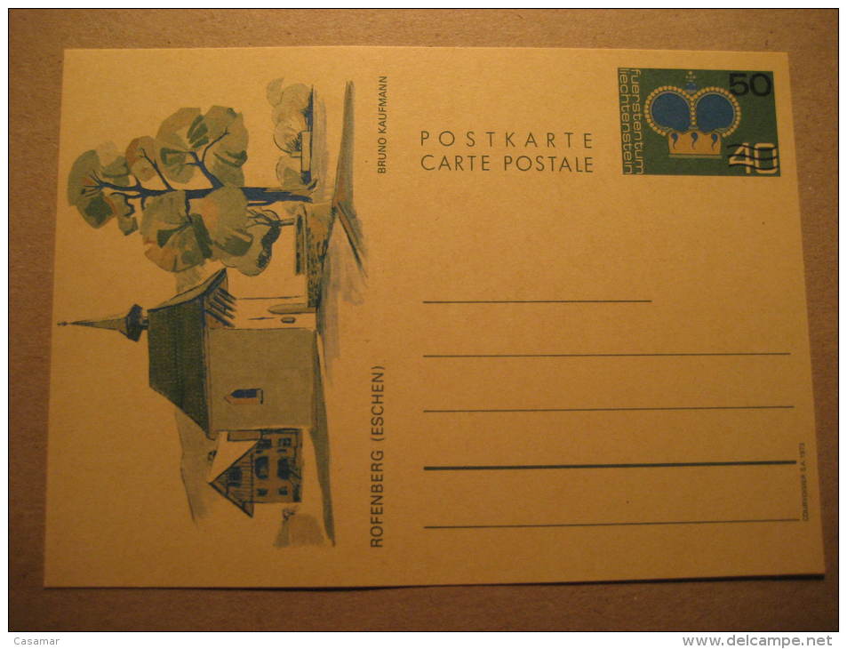 Overprinted Rofenberg Eschen Postal Stationery Card Liechtenstein - Ganzsachen