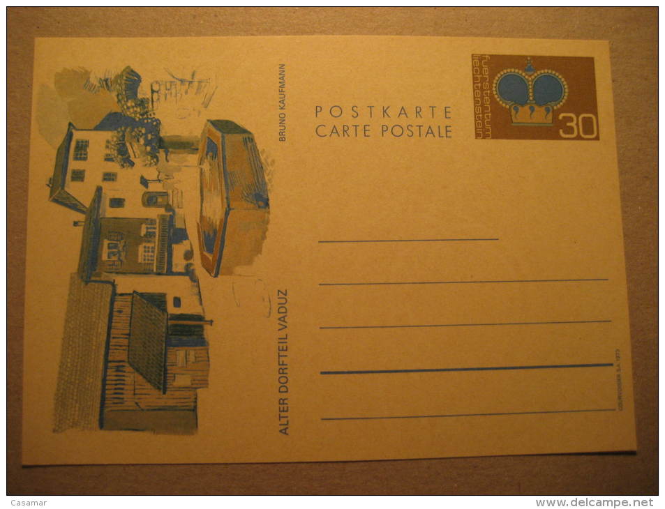 Alter Dorfteil Vaduz Fountain Postal Stationery Card Liechtenstein - Entiers Postaux