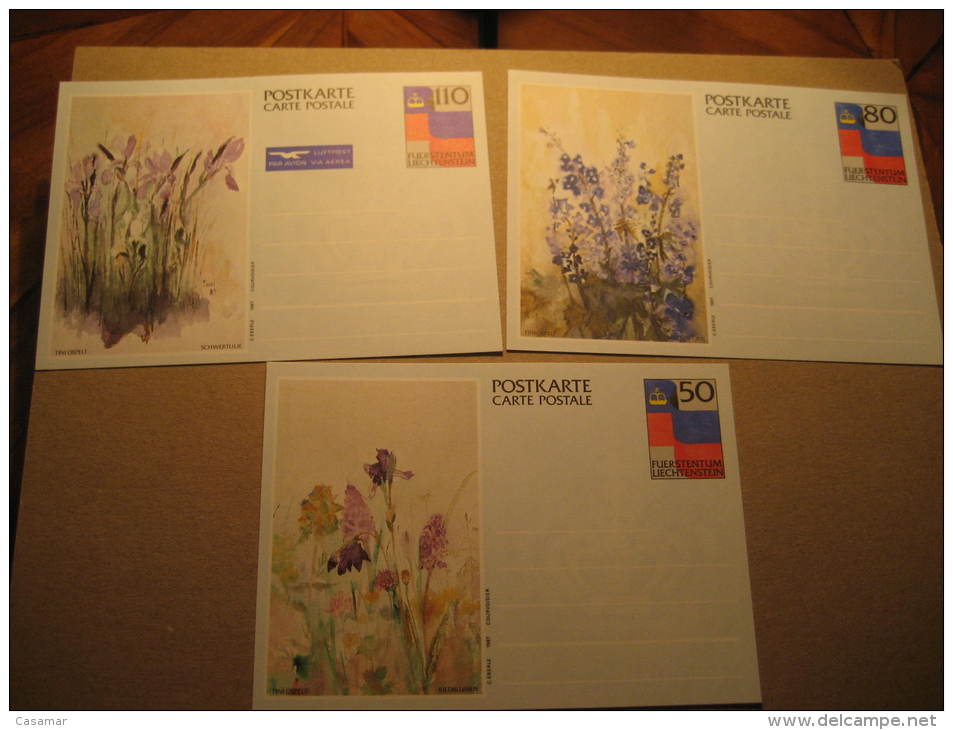 Flora Paint 3 (1 Air Mail Luftpost ) Postal Stationery Card Liechtenstein - Stamped Stationery