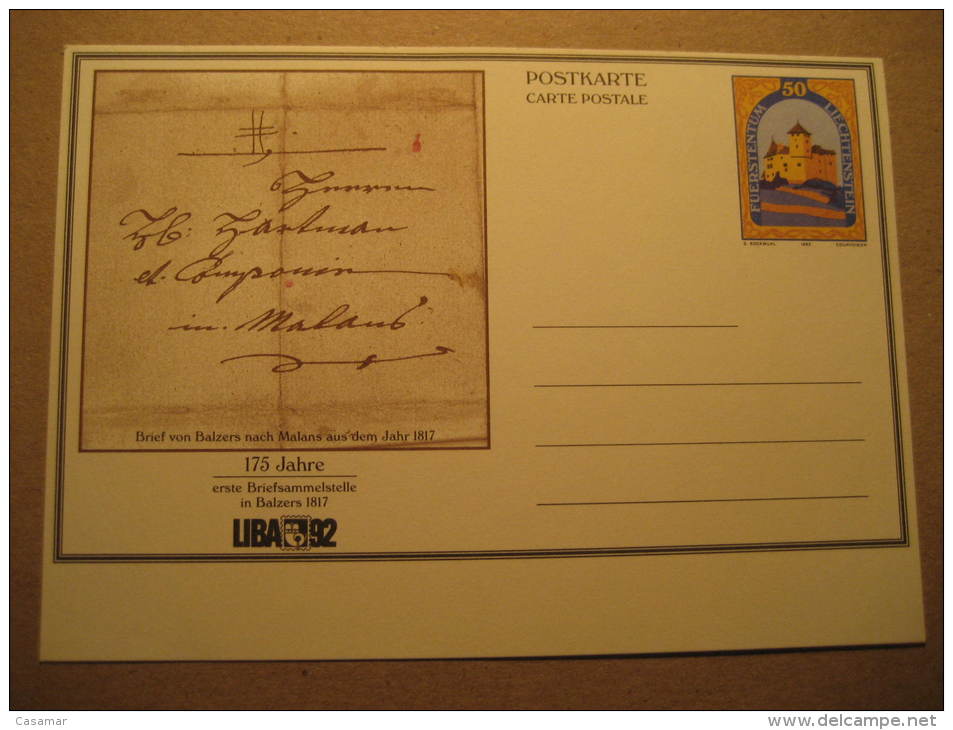 LIBA 92 Postal Stationery Card Liechtenstein - Ganzsachen