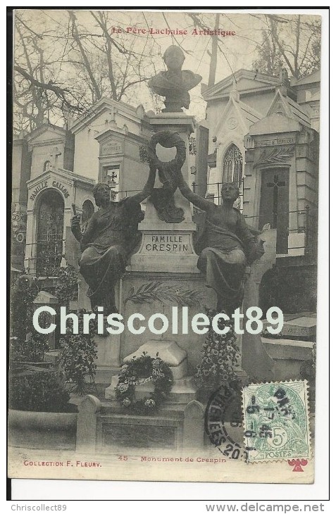 Carte Postale : Le Père Lachaise Artistique  : Monument De Crespin - Altri Monumenti, Edifici