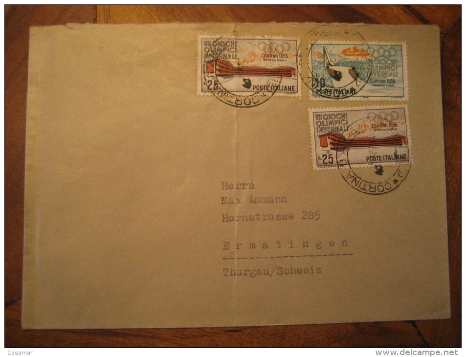 CORTINA D'AMPEZZO Italia Italy 1956 To Ermatingen Switzerland Winter Olympic Games Jeux Olympiques Olympics Cover - Winter 1956: Cortina D'Ampezzo