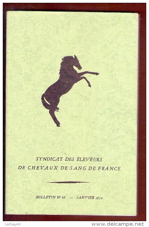 Syndicat Des éleveurs De Chevaux De Sang De France - 1972 N° 66 - Autres & Non Classés