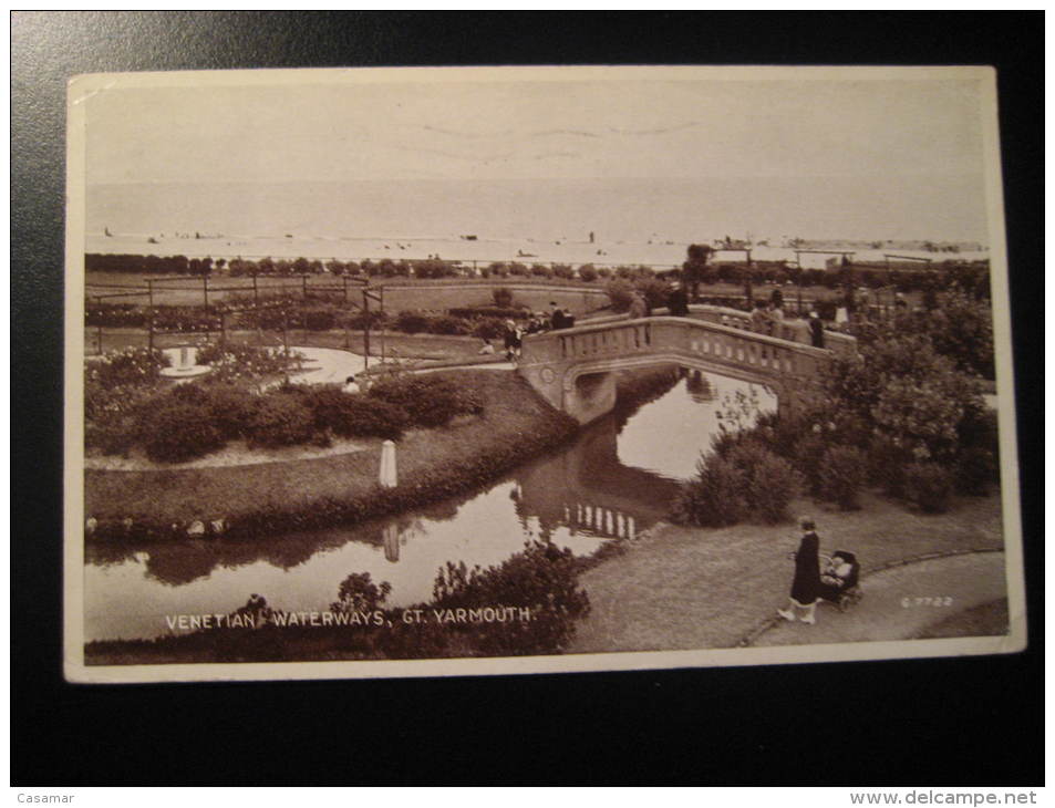 GREAT YARMOUTH 1947 To Huntingdon Venetian Waterways Norfolk England GB UK Post Card - Great Yarmouth