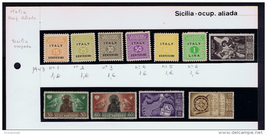ITALY Occu. Aliada  SICILIA   Mint LOT  #several (1943 Occ. SICILIA Stamps) Sp3788 - Occ. Anglo-américaine: Sicile