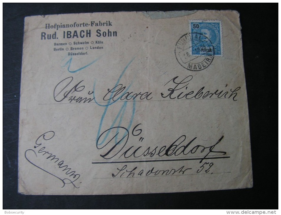 == Madeira Cv. 1906  Düsseldorf Porto  Nachgebühr Stempel - Brieven En Documenten