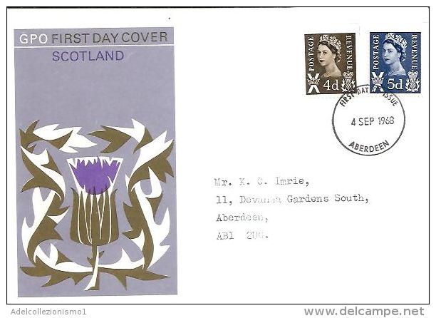 58245) FDC Della Gran Bretagna-effige Regina Elisabetta Scotland-2 V. 4+5d.- 4/9/1968 - 1952-1971 Pre-Decimal Issues