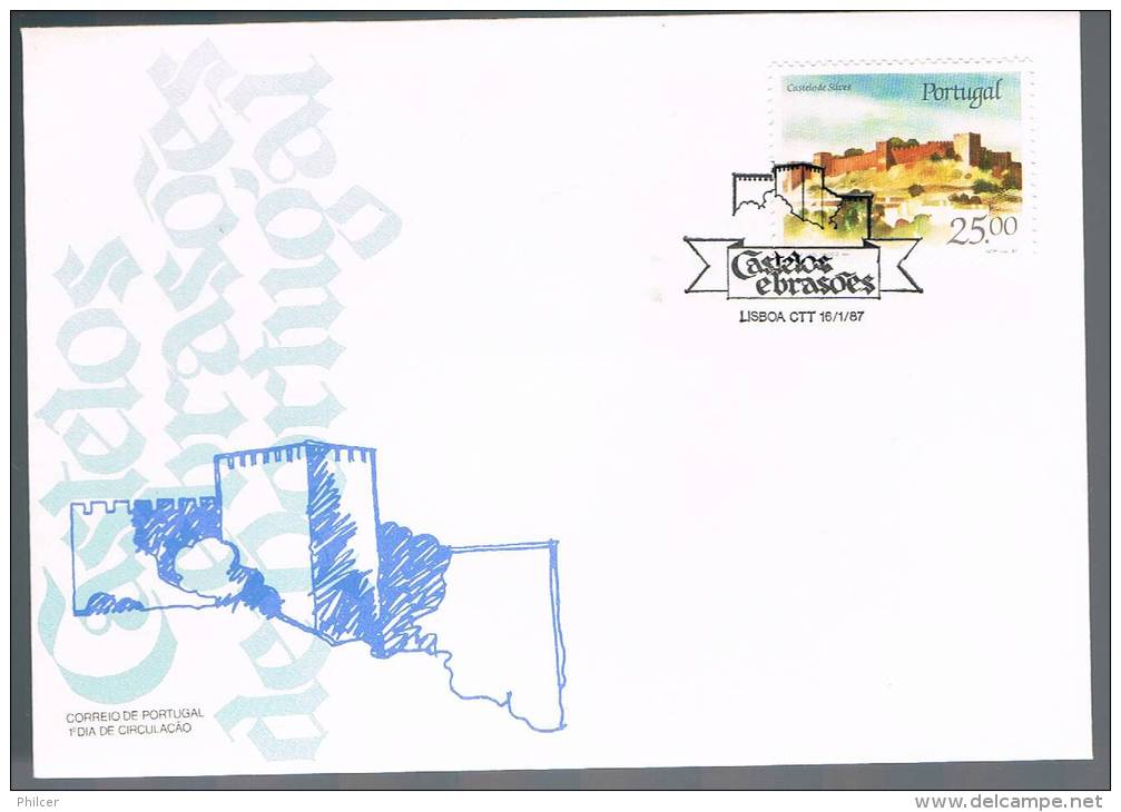 Portugal, 1986, FDC Castelos E Brasões De Portugal Castelo De Belmonte, Carimbo Lisboa - FDC