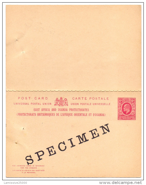 ENTIER OUGANDA  NEUF SPECIMEN STATIONERY GANZSACHE CARTE AVEC REPONSE - Protectorats D'Afrique Orientale Et D'Ouganda