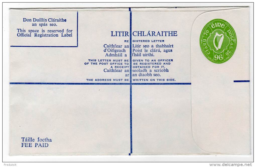 IRLANDE - ENTIERS POSTAUX - 1973/83 -  N°EU32aB   96 P Vert ( 6.35&pound;) - Postal Stationery