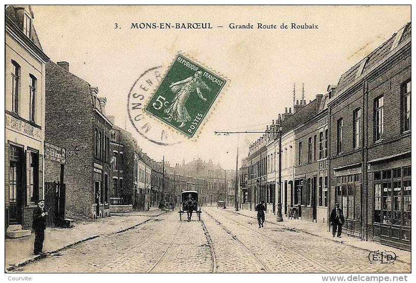 Mons En Baroeul - Grande Route De Roubaix - Animée Avec Attelage - Autres & Non Classés