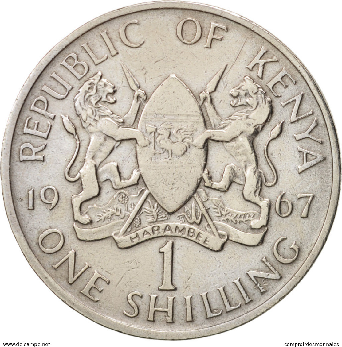 Monnaie, Kenya, Shilling, 1967, British Royal Mint, TTB, Copper-nickel, KM:5 - Kenya