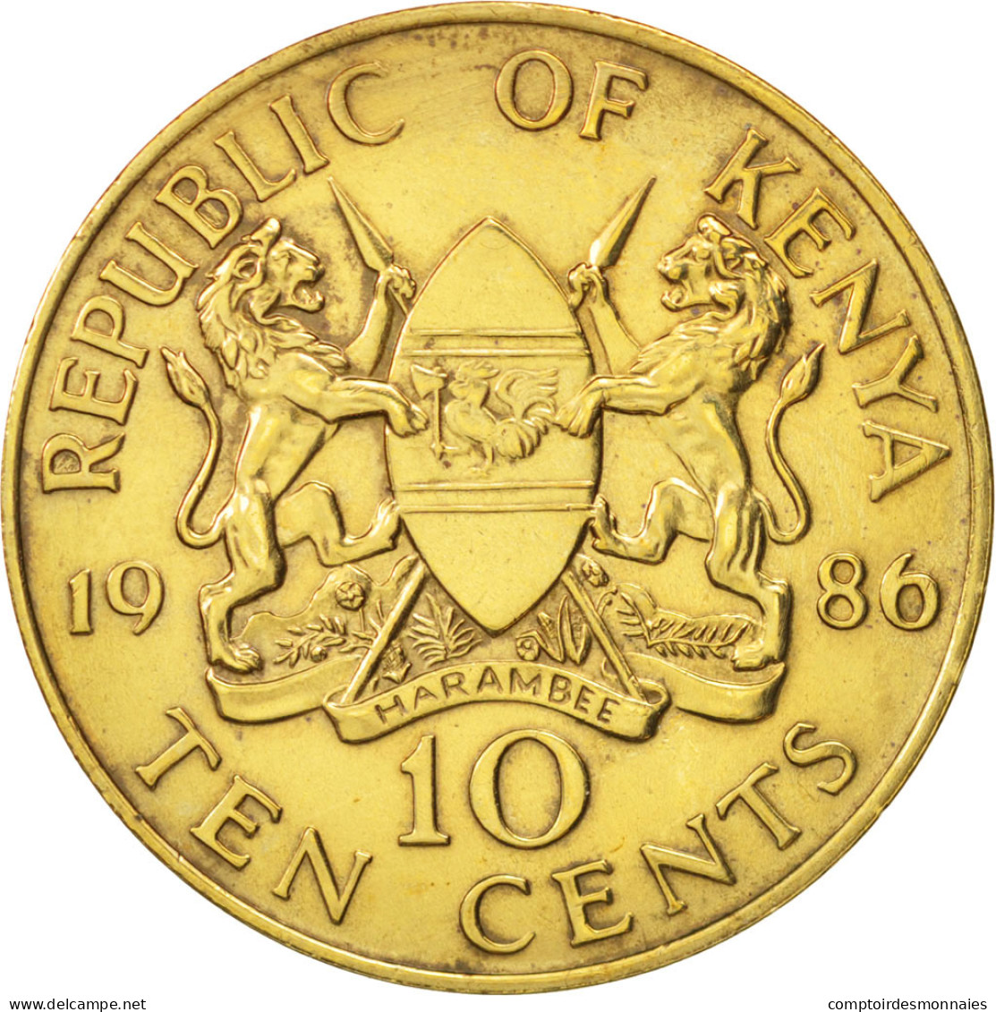 Monnaie, Kenya, 10 Cents, 1986, British Royal Mint, SUP, Nickel-brass, KM:18 - Kenya