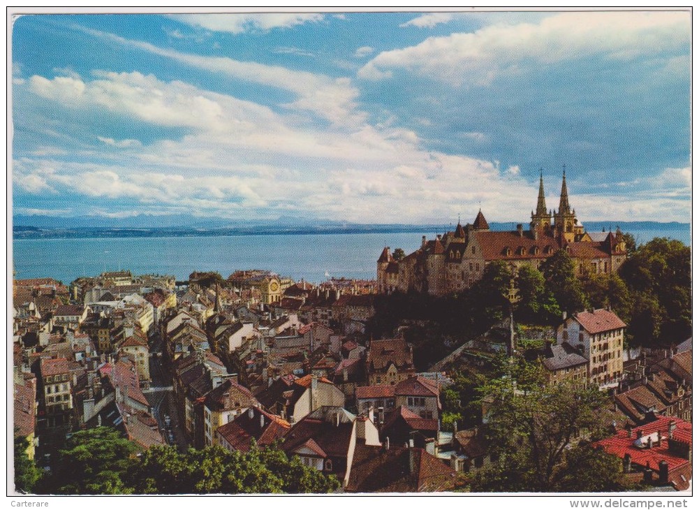 SUISSE,HELVETIA,SWISS,SWITZERLAND,SCHWEIZ,SVIZZERA ,NEUCHATEL,IL Y A 40 ANS,VUE AERIENNE - Neuchâtel