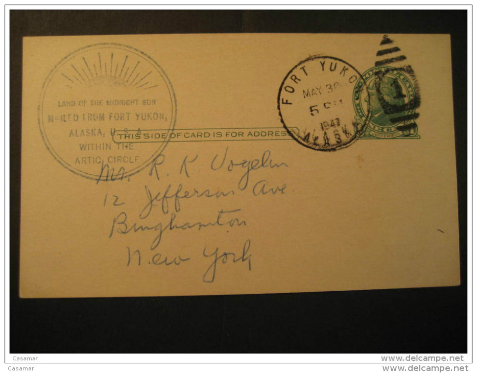 Fort Yukon 1947 ALASKA Land MIDNIGHT Sun North Pole Arctic Circle Arctique Postal Stationery USA Polar - Storia Postale