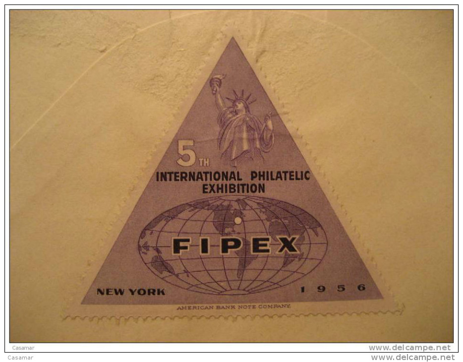 Fipex 1956 STATUE OF LIBERTY New York Manhattan USA Air Mail Postal Stationery Sweden Poster Stamp Label Vignette - 1941-60