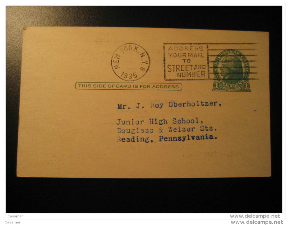 New York 1935 Building Citizenship Citizen Advertising Publicity Comercial Private Postal Stationery Card USA - 1921-40