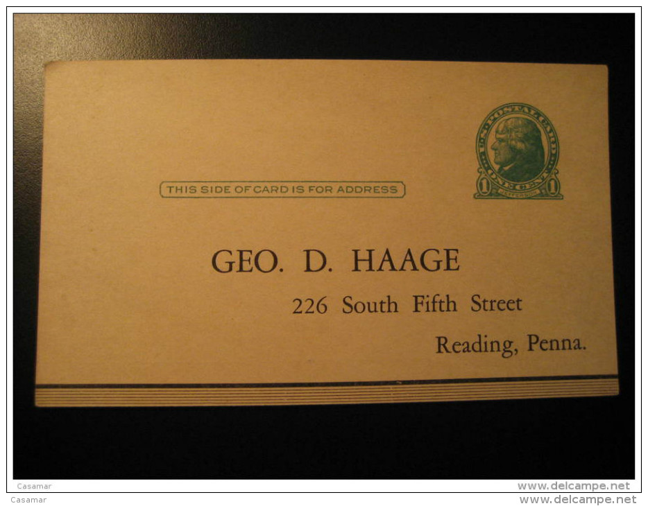 Reading Haage Concert Series Orpheum Theatre Advertising Publicity Comercial Private Postal Stationery Card USA - 1921-40