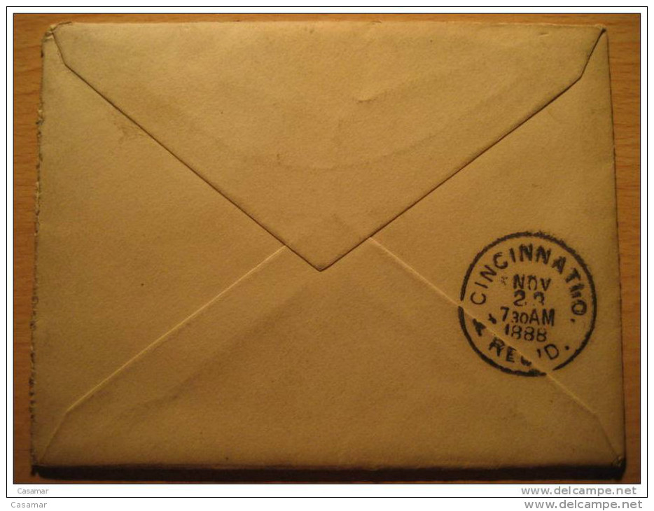 USA 1888 Cardington Ohio To Cincinnati 2 Cents Stamp Sello Sobre Cover Lettre - Briefe U. Dokumente
