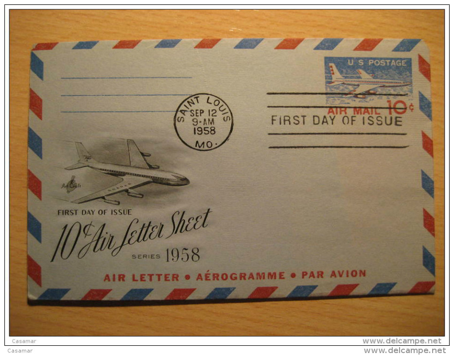Saint Louis 1958 Air Letter Aerogramme Cover USA - 1941-60
