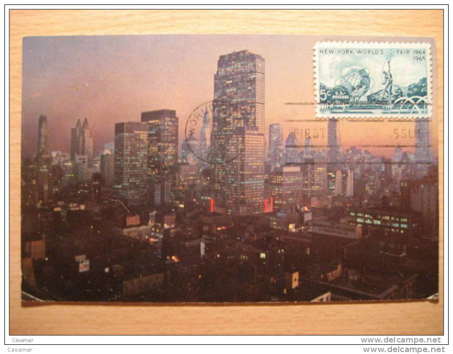 USA 1964 New York Manhattan World's Fair Stamp Sello FD Primer Dia Post Maxi Card Tarjeta Postal Maxima - Cartoline Maximum