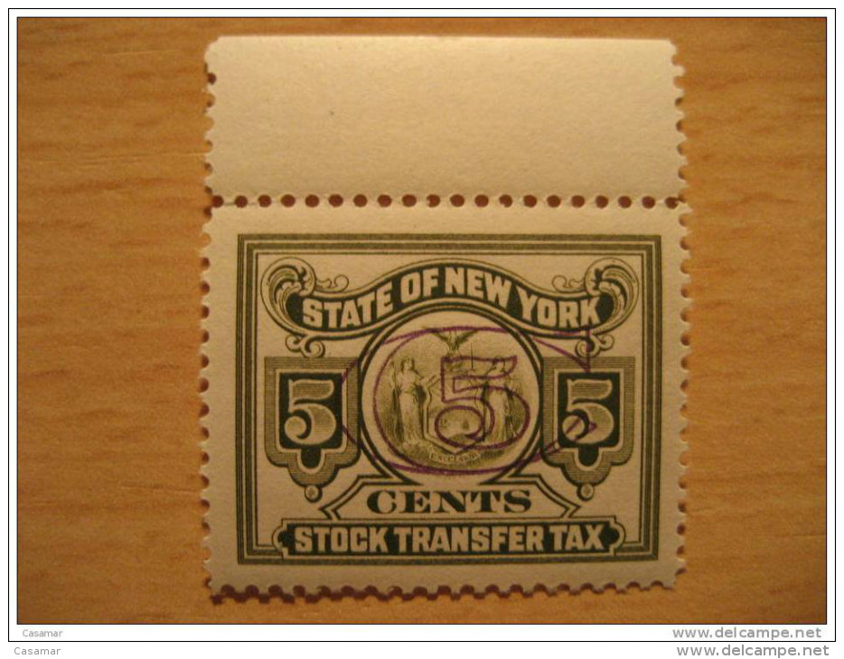 State Of New York NY 5 Cents Stock Transfer - Steuermarken