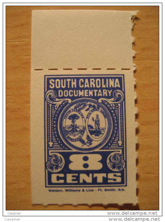 South Carolina Documentary 8 Cents Blue Dark  Weldon Williams & Lick - Steuermarken