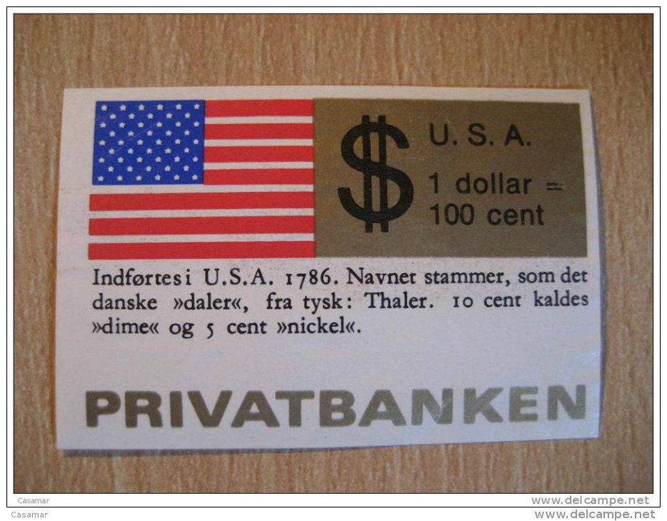 Privatbanken Coin Coins Flag USA Denmark Poster Stamp - Unclassified