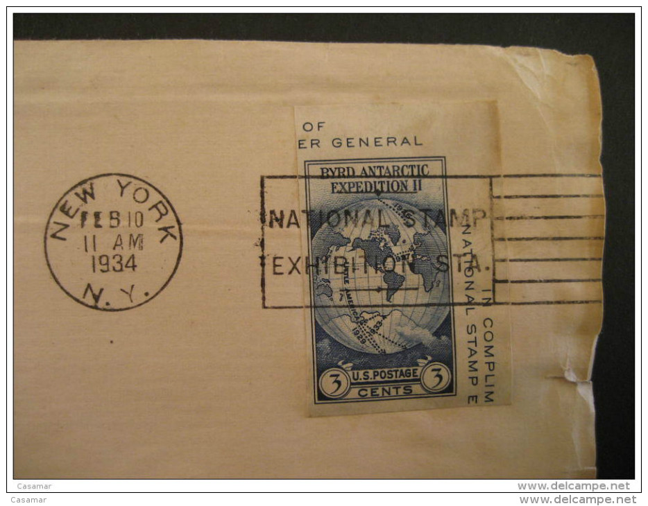 New York 1934 To Santa Ana California Antarctic Partial Bloc Imperforated + Poster Stamp Label Vignette Antarctique USA - Other & Unclassified