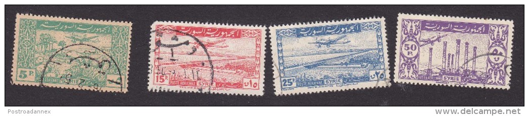 Independent Republic, Scott #C125, C128-C130,  Used, Ruins, Issued 1946 - Siria