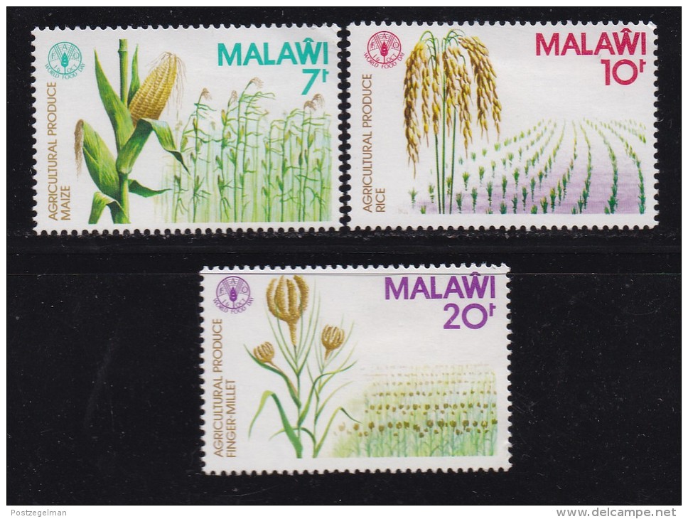 MALAWI, 1980, Mint  Lightly Hinged Stamps, Agricultural Products, 364=367 , #4686 (3 Values Only) - Malawi (1964-...)