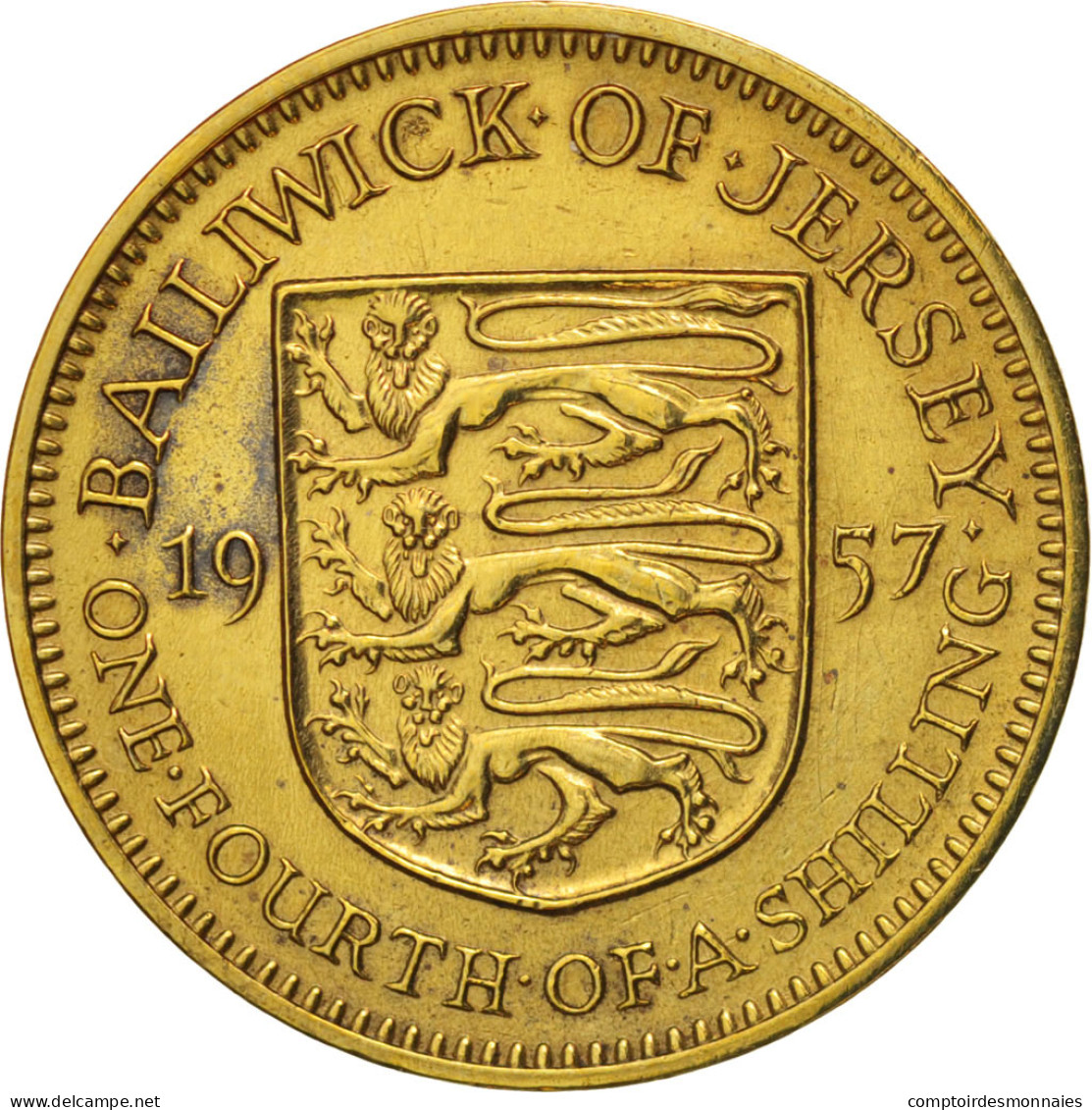 Monnaie, Jersey, Elizabeth II, 1/4 Shilling, 3 Pence, 1957, TTB, Nickel-brass - Jersey