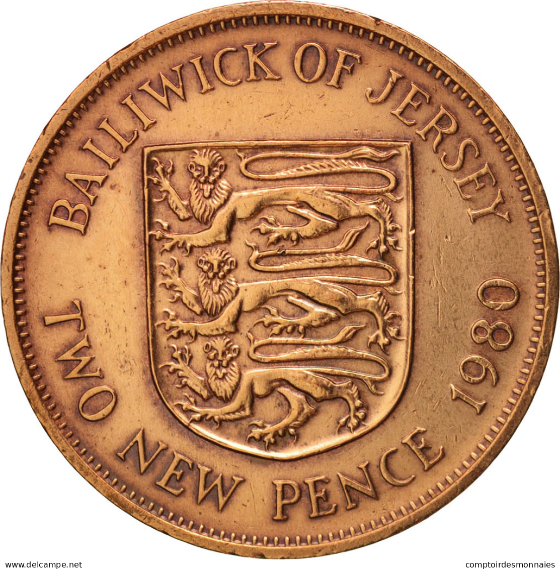 Monnaie, Jersey, Elizabeth II, 2 New Pence, 1980, TTB, Bronze, KM:31 - Jersey