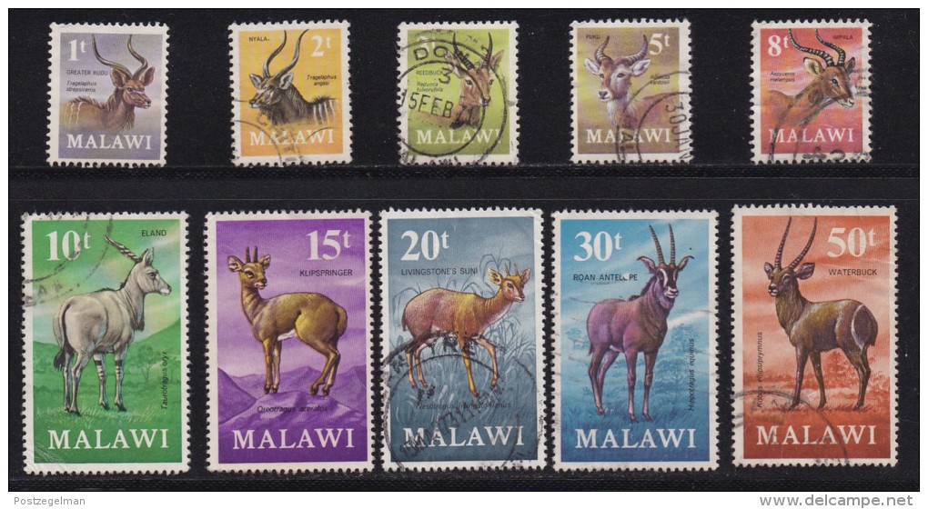 MALAWI, 1971, Used  Stamp(s), Definitives Antilopes, 148=160,  #4665 (10 Values) - Malawi (1964-...)