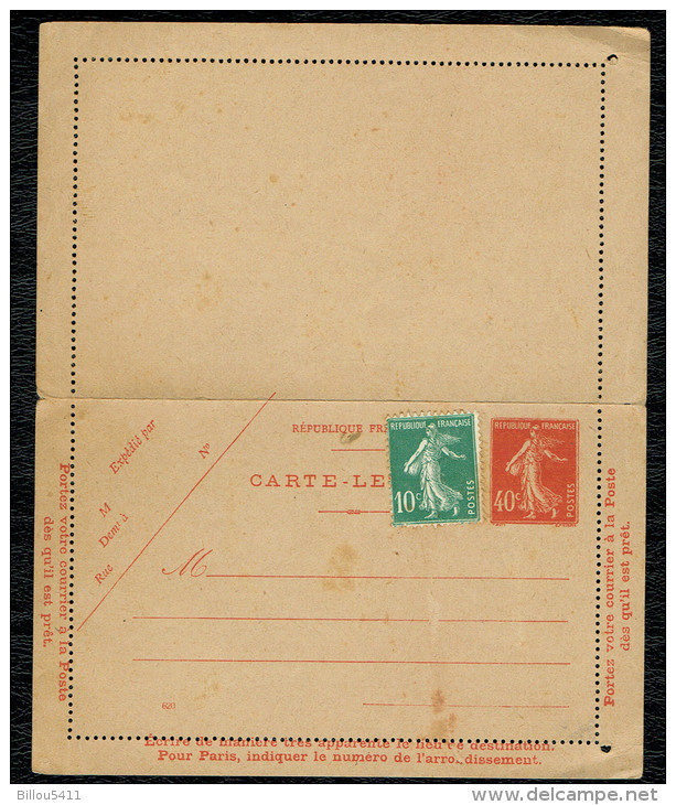 Entier Postal (007 ) 40 C Rouge + 10  Vert . Carte Lettre Neuf - Cartoline-lettere