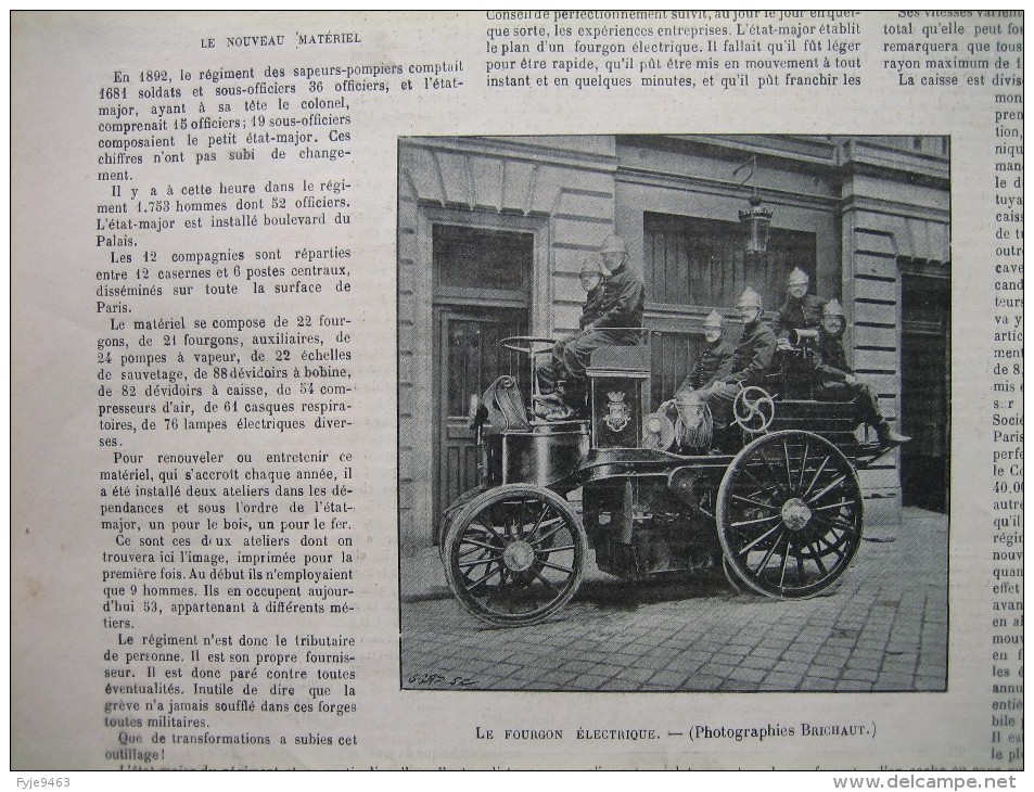 (1900) Les POMPIERS De PARIS Et Le FOURGON ÉLECTRIQUE Réalisé Dans Leurs Ateliers - Unclassified