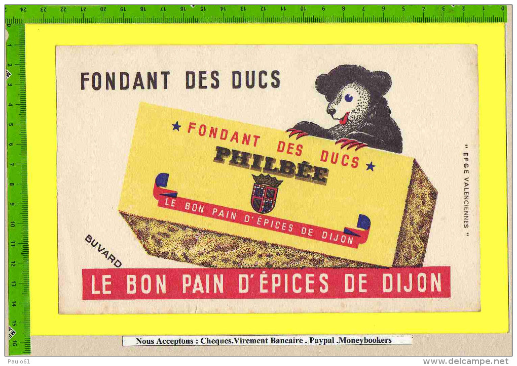 BUVARD : Pain D´Epices De Dijon  PHILBEE  Ourson - Pain D'épices